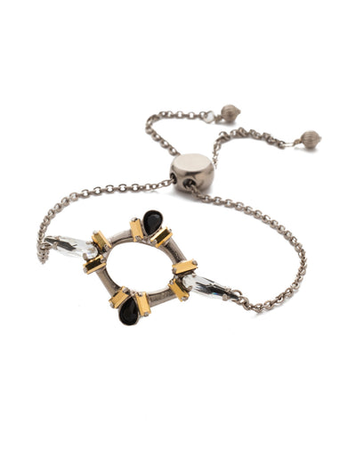 Nevaeh Adjustable Slider Bracelet - BEA23ASHMT - A modern yet elegant center piece design adorned with a variety of crystals centers this slider bracelet, which can be easily adjusted to your desired fit. Perfect to pair with other bracelets or to wear alone.