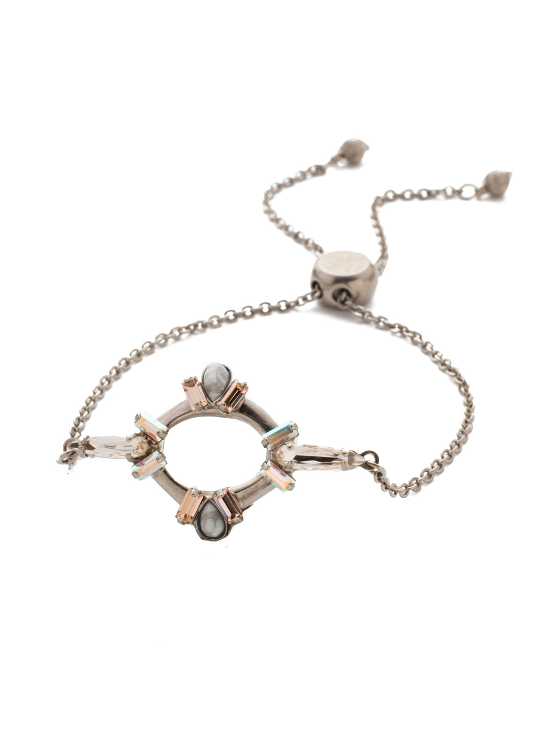Nevaeh Adjustable Slider Bracelet - BEA23ASSCL - A modern yet elegant center piece design adorned with a variety of crystals centers this slider bracelet, which can be easily adjusted to your desired fit. Perfect to pair with other bracelets or to wear alone.