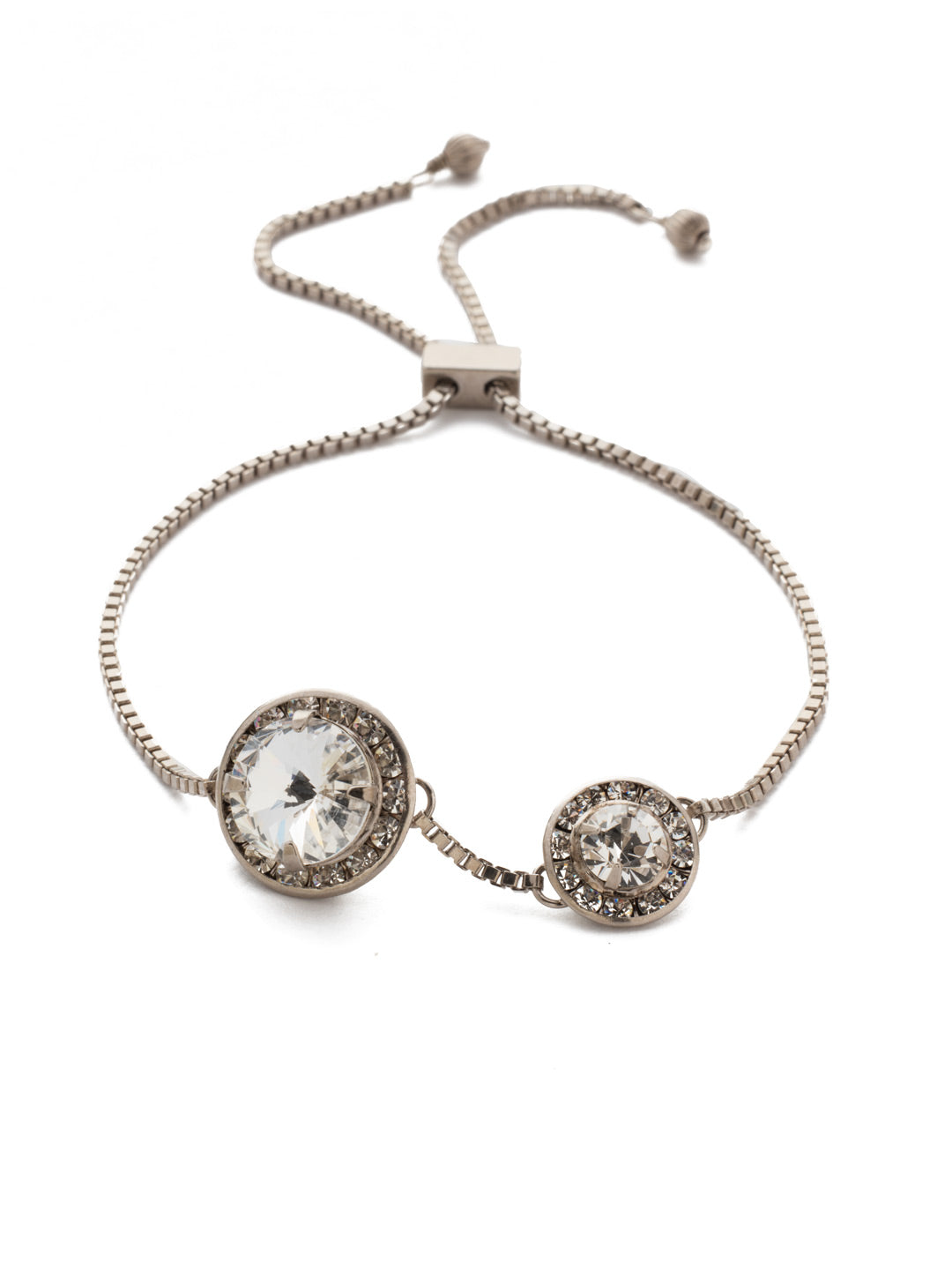 Dua Slider Bracelet - BEA25ASCRY - <p>Sparkling halo crystals connect on a delicate adjustable slider chain. From Sorrelli's Crystal collection in our Antique Silver-tone finish.</p>
