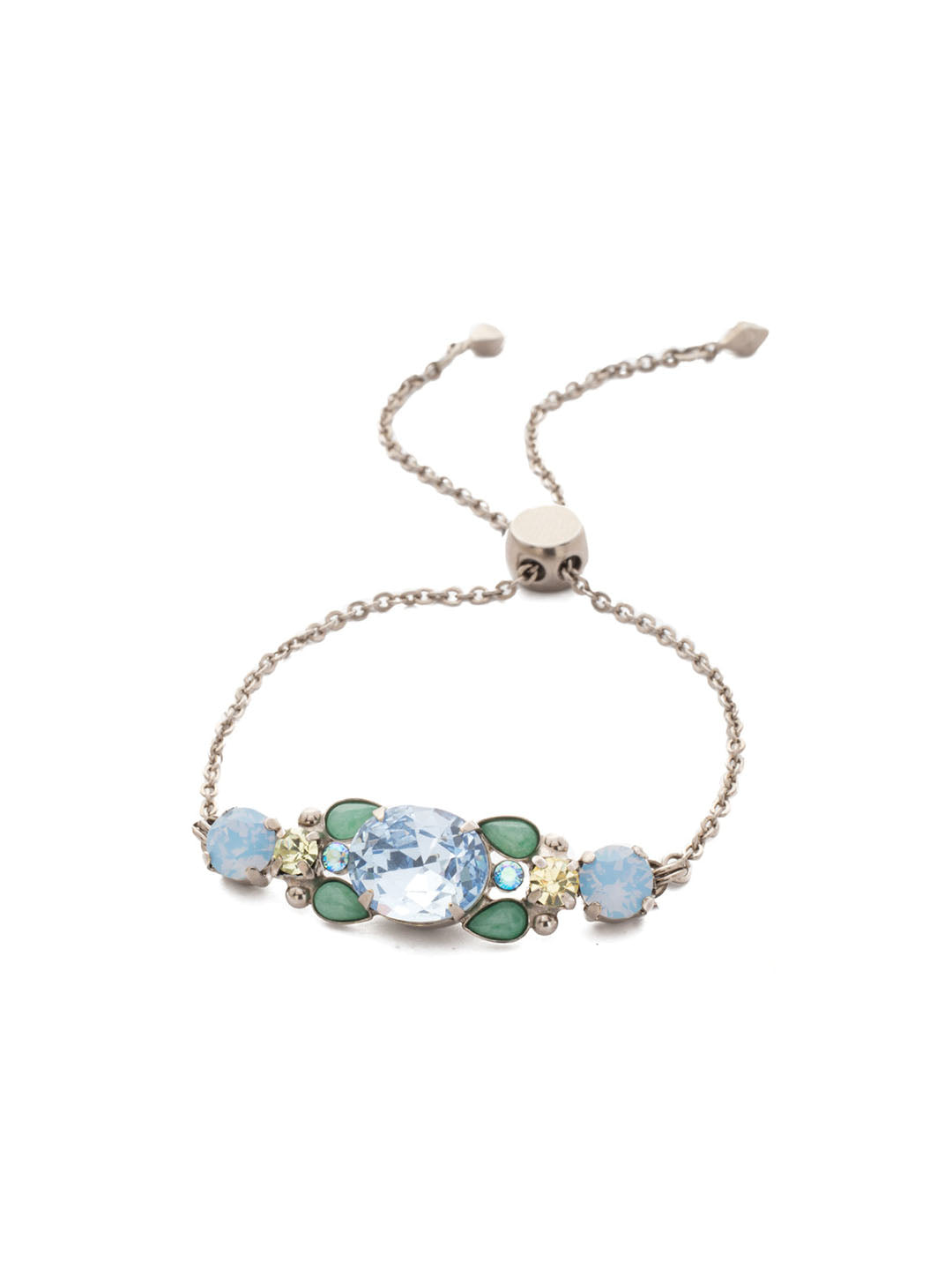 Annabella Slider Bracelet - BEA28ASPRP - This unique and charming classic bracelet features a central piece consisting of various gorgeous crystals, brought together by a delicate adjustable chain.