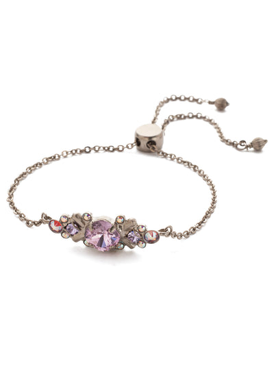 Rosina Slider Bracelet - BEA30ASMP - <p>Perfect for any occasion, our Rosina classic bracelet features a variety of different sized circular crystals nestled in a detailed center piece, with an adjustable chain completing this unique piece. From Sorrelli's Misty Pink collection in our Antique Silver-tone finish.</p>