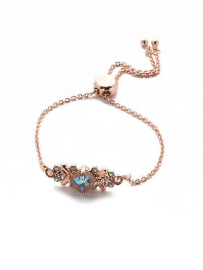 Rosina Slider Bracelet - BEA30RGROG - <p>Perfect for any occasion, our Rosina classic bracelet features a variety of different sized circular crystals nestled in a detailed center piece, with an adjustable chain completing this unique piece. From Sorrelli's Rose Garden  collection in our Rose Gold-tone finish.</p>