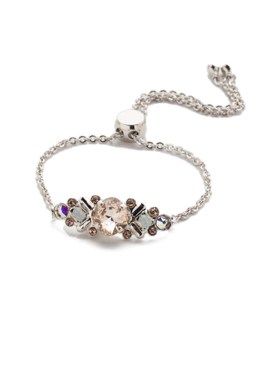 Rosina Slider Bracelet - BEA30RHSCL - <p>Perfect for any occasion, our Rosina classic bracelet features a variety of different sized circular crystals nestled in a detailed center piece, with an adjustable chain completing this unique piece. From Sorrelli's Silky Clouds collection in our Palladium Silver-tone finish.</p>