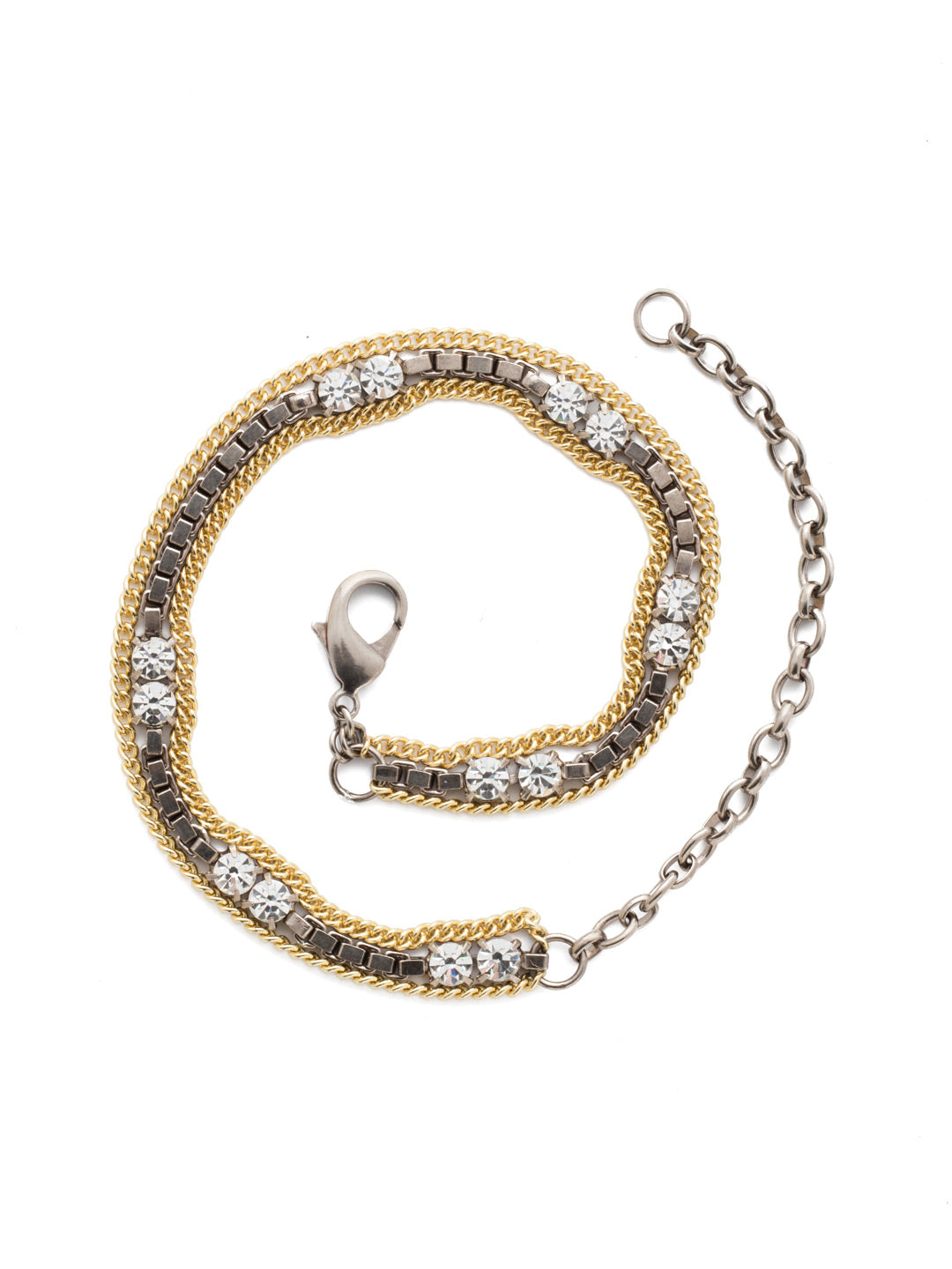 Natalia Layered Bracelet - BEB29MXCRY - <p>This unique style consisting of mixed metal chains gets a touch of sparkle from paired crystal embellishments. Worn wrapped around your wrist, this single bracelet delivers a layered look in one step. From Sorrelli's Crystal collection in our Mixed Metal finish.</p>