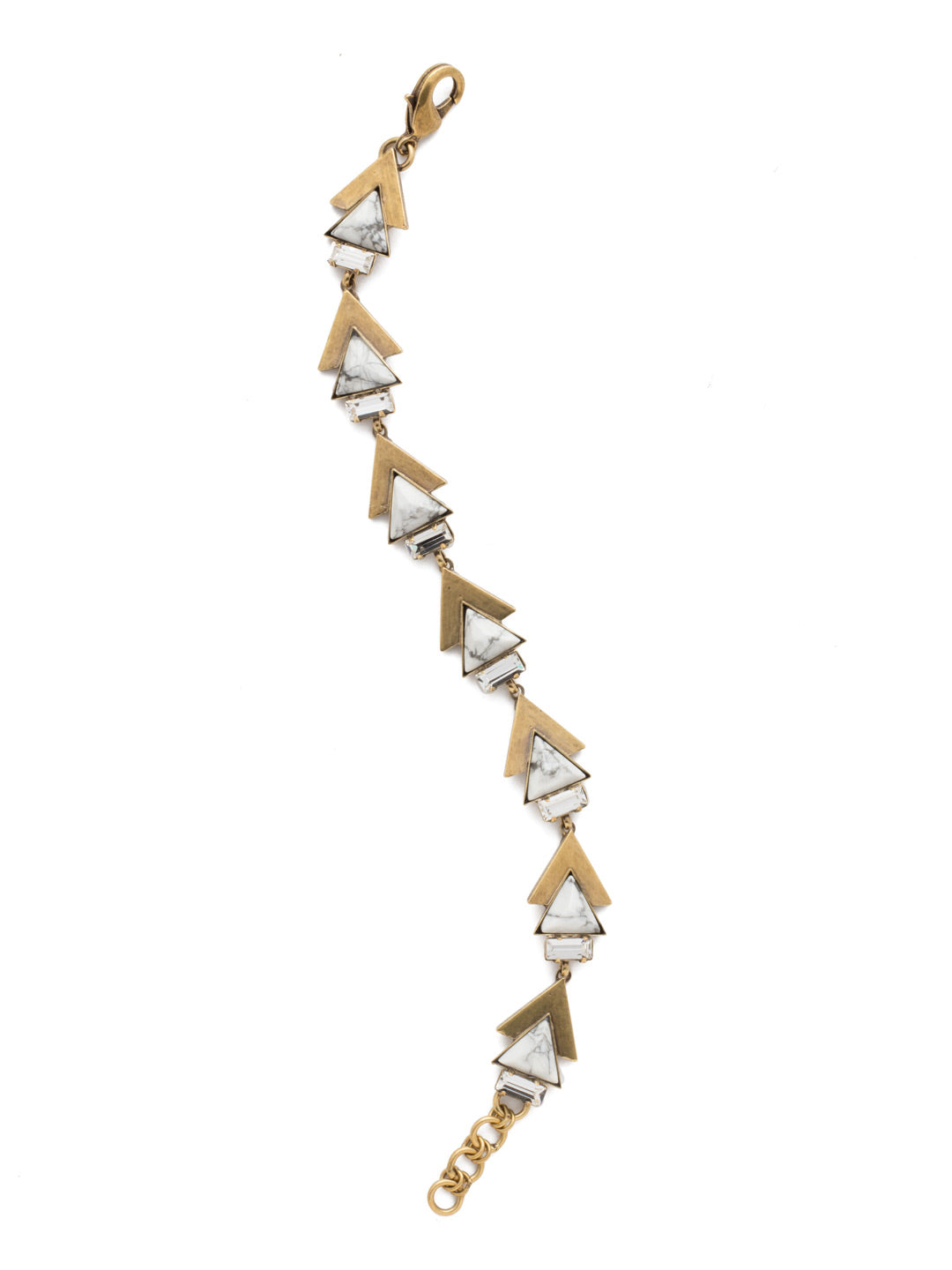 Eroh Line Bracelet - BEB6AGIND - <p>Delicate baguette crystals bring a sparkling touch to this bracelet, featuring a deco-art design of triangle-shaped metalwork and stones. A casual dressing staple for everyday wear. From Sorrelli's Industrial collection in our Antique Gold-tone finish.</p>