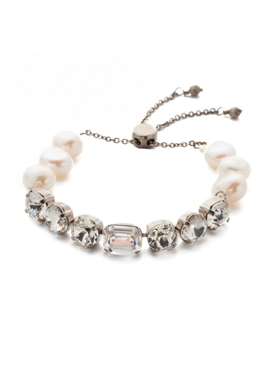 Cadenza Slider Bracelet - BEC14ASCRY - <p>A classic line bracelet reimagined with a adjustable slider clasp. A pattern of crystals and pearls give this bracelet all around allure. From Sorrelli's Crystal collection in our Antique Silver-tone finish.</p>