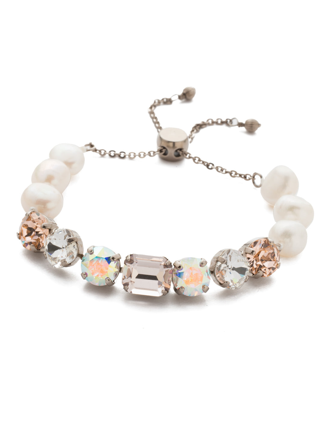 Cadenza Slider Bracelet - BEC14ASSCL - A classic line bracelet reimagined with a adjustable slider clasp. A pattern of crystals and pearls give this bracelet all around allure.