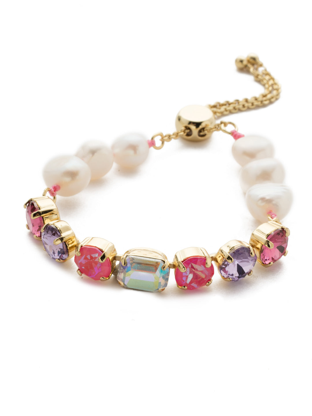 Cadenza Slider Bracelet - BEC14BGISS - <p>A classic line bracelet reimagined with a adjustable slider clasp. A pattern of crystals and pearls give this bracelet all around allure. From Sorrelli's Island Sun collection in our Bright Gold-tone finish.</p>
