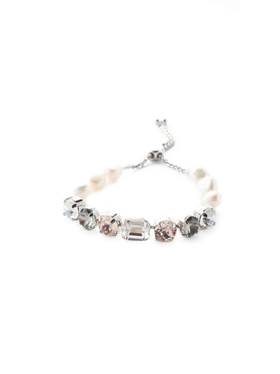 Cadenza Slider Bracelet - BEC14PDSNB - <p>A classic line bracelet reimagined with a adjustable slider clasp. A pattern of crystals and pearls give this bracelet all around allure. From Sorrelli's Snow Bunny collection in our Palladium finish.</p>