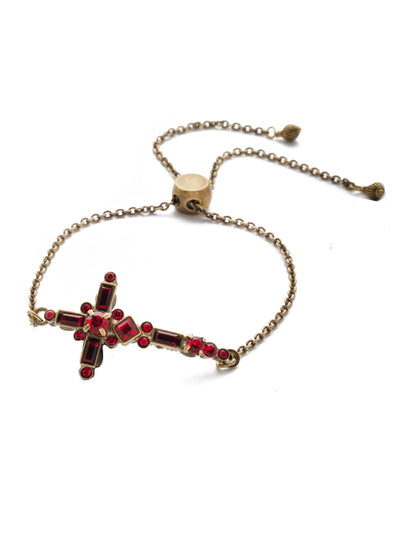 Venezia Slider Bracelet - BEC23AGSNR - <p>A beautifully detailed cross sits at the center of this adjustable slider bracelet. From Sorrelli's Sansa Red collection in our Antique Gold-tone finish.</p>