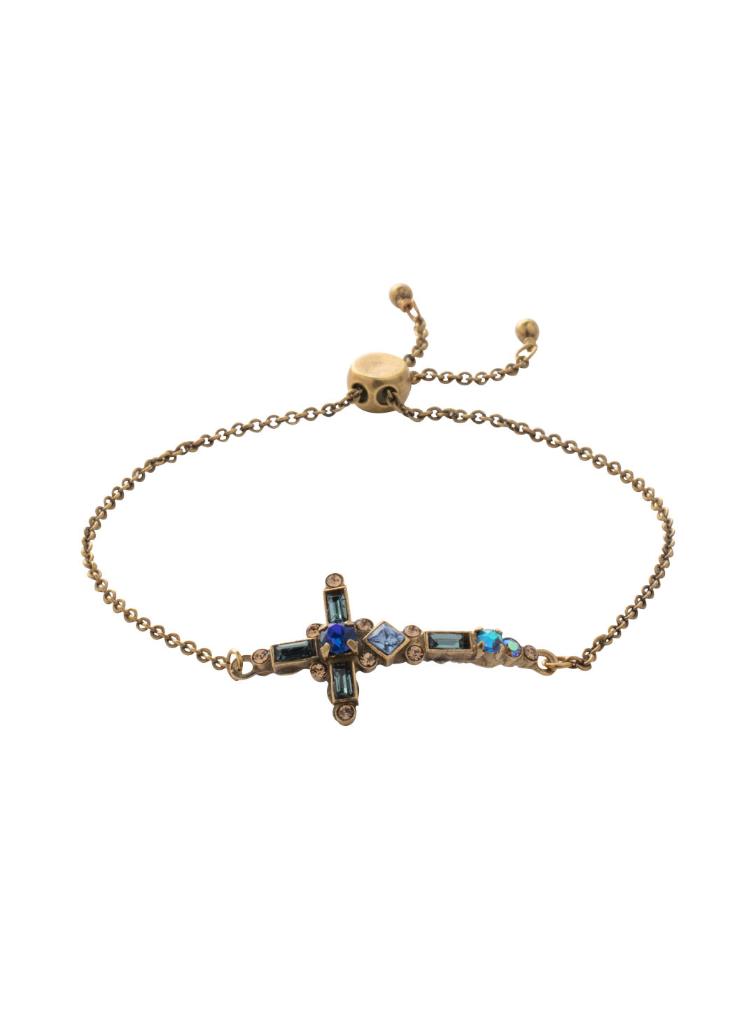 Venezia Slider Bracelet - BEC23AGVBN - <p>A beautifully detailed cross sits at the center of this adjustable slider bracelet. From Sorrelli's Venice Blue collection in our Antique Gold-tone finish.</p>