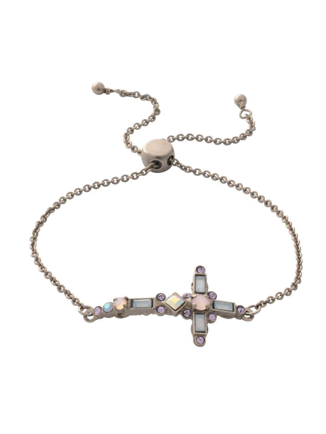 Venezia Slider Bracelet - BEC23ASCCC - <p>A beautifully detailed cross sits at the center of this adjustable slider bracelet. From Sorrelli's Cotton Candy Clouds collection in our Antique Silver-tone finish.</p>