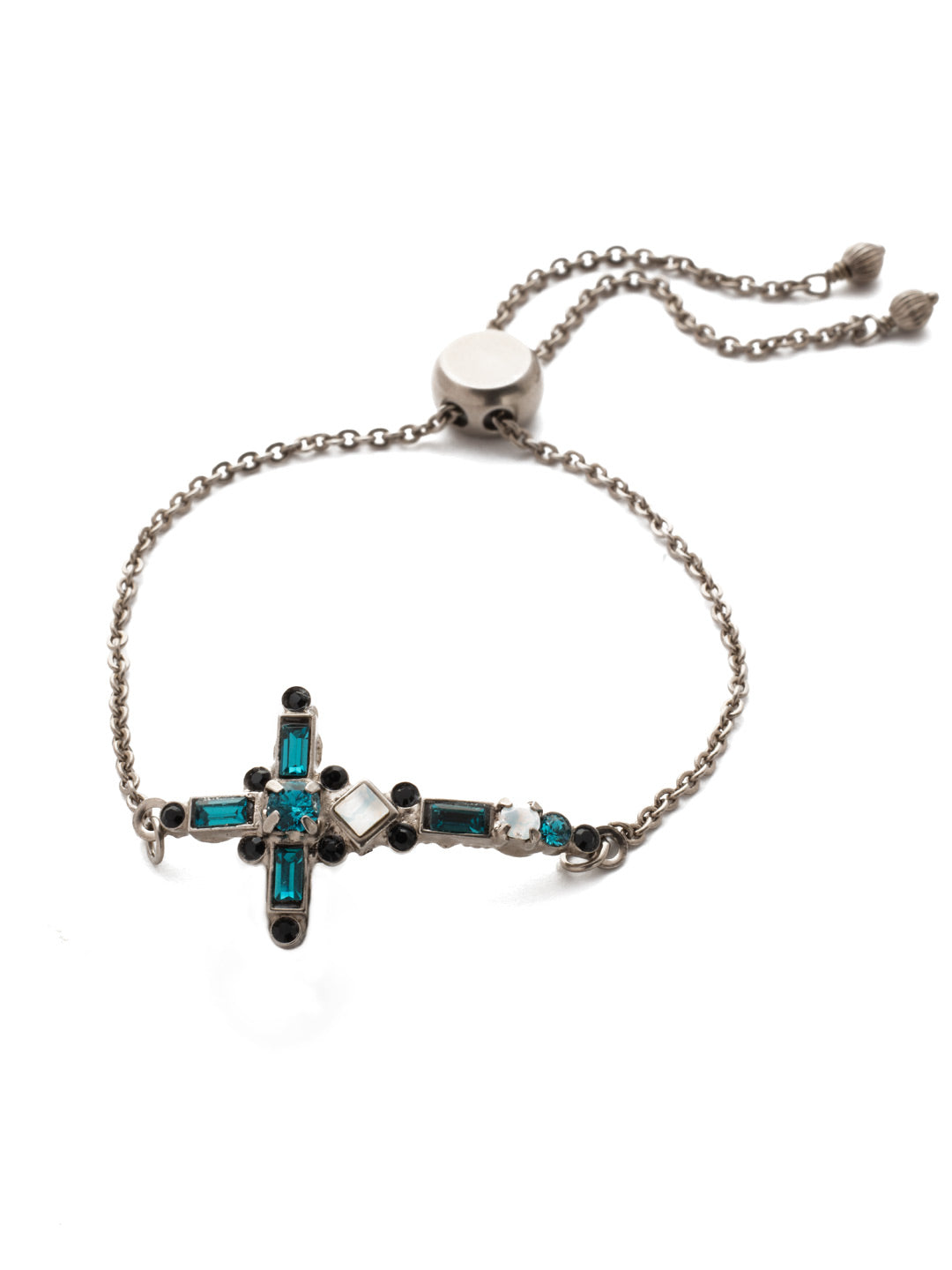 Venezia Slider Bracelet - BEC23ASGDG - A beautifully detailed cross sits at the center of this adjustable slider bracelet.
