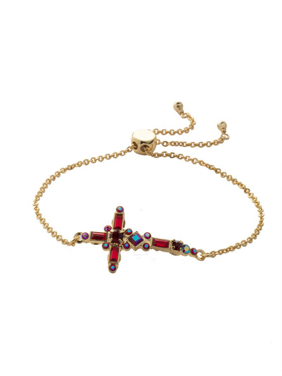 Venezia Slider Bracelet - BEC23BGCB - <p>A beautifully detailed cross sits at the center of this adjustable slider bracelet. From Sorrelli's Cranberry collection in our Bright Gold-tone finish.</p>