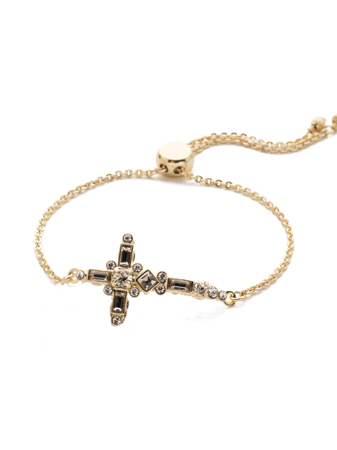 Venezia Slider Bracelet - BEC23BGCRY - <p>A beautifully detailed cross sits at the center of this adjustable slider bracelet. From Sorrelli's Crystal collection in our Bright Gold-tone finish.</p>
