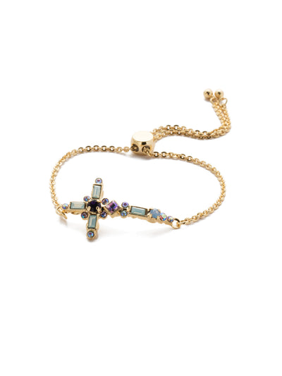 Venezia Slider Bracelet - BEC23BGGLN - A beautifully detailed cross sits at the center of this adjustable slider bracelet. From Sorrelli's  Grand Lagoon collection in our Bright Gold-tone finish.