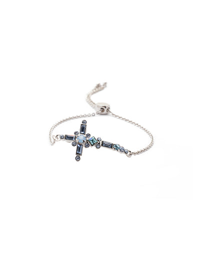 Venezia Slider Bracelet - BEC23PDWNB - <p>A beautifully detailed cross sits at the center of this adjustable slider bracelet. From Sorrelli's Windsor Blue collection in our Palladium finish.</p>