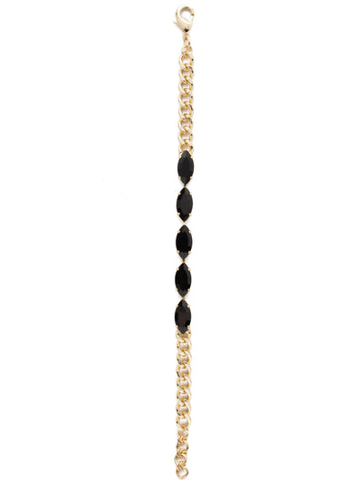 Miranda Line Bracelet - BEF83BGJET - <p>This simple box chain bracelet features a unique collection of marquise cut crystals to give this bracelet some brilliance, ending with a lobster claw clasp. This bracelet is perfect for a day at the office or a night on the town and sure to impress any onlooker. From Sorrelli's Jet collection in our Bright Gold-tone finish.</p>