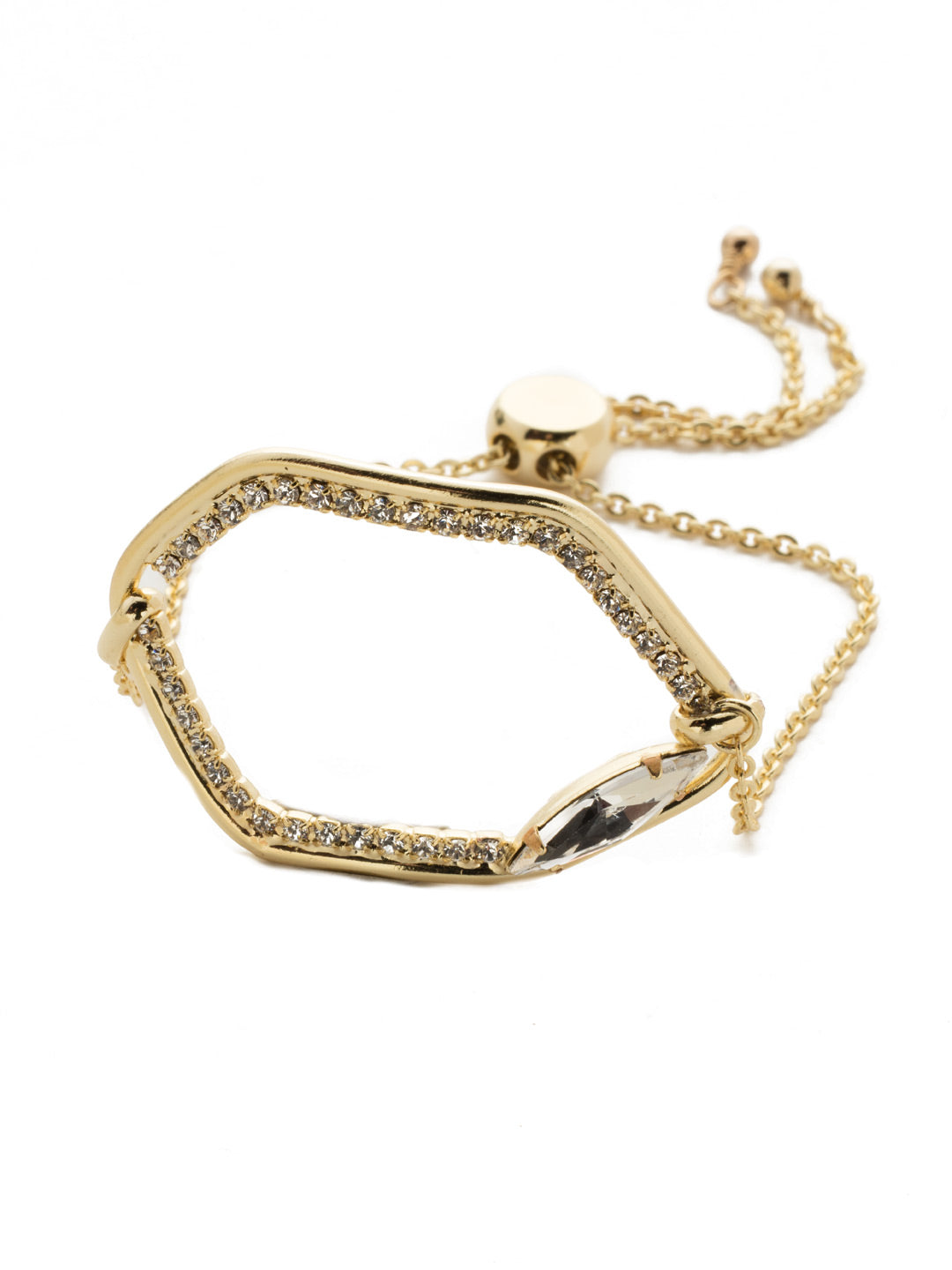 Demetria Layered Slider Bracelet - BEH28BGCRY - <p>Don't be shy. Slide on this classic bracelet stunner and make a statement. Its unique shape completely lined in crystals and accented with a navette stone demands to be noticed. Slider bracelet closure. From Sorrelli's Crystal collection in our Bright Gold-tone finish.</p>