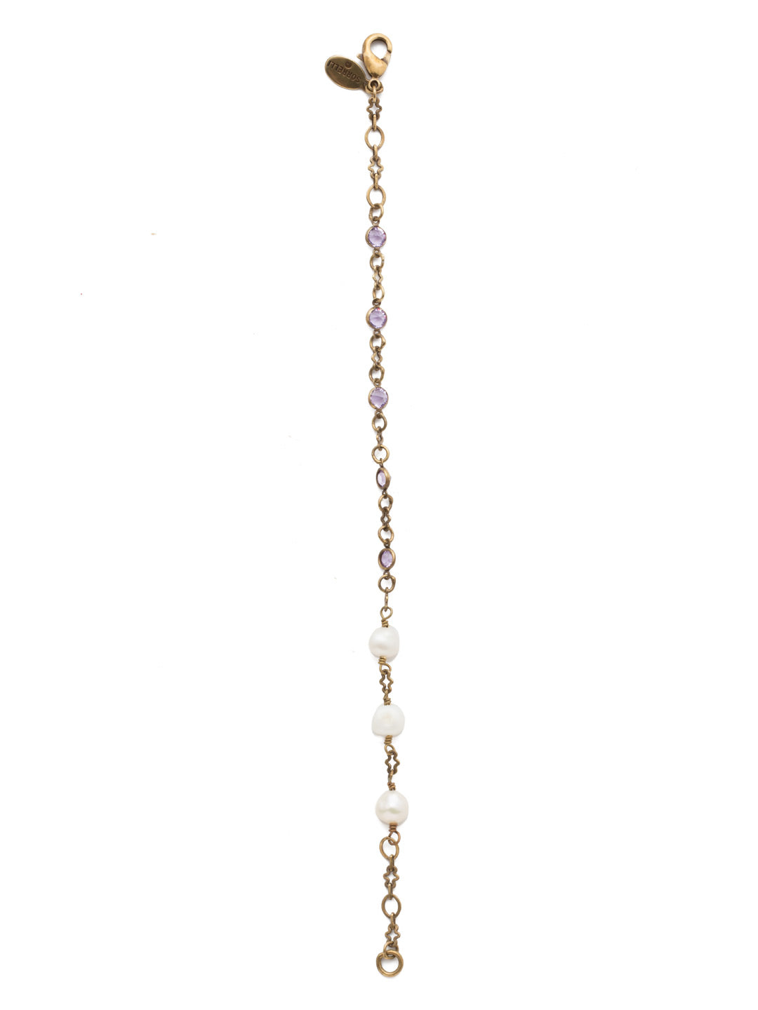 Fiona Tennis Bracelet - BEK27AGIRB - Tennis bracelets are always a jewelry box must-have, with a delicate chain and pearl accents. From Sorrelli's Iris Bloom collection in our Antique Gold-tone finish.