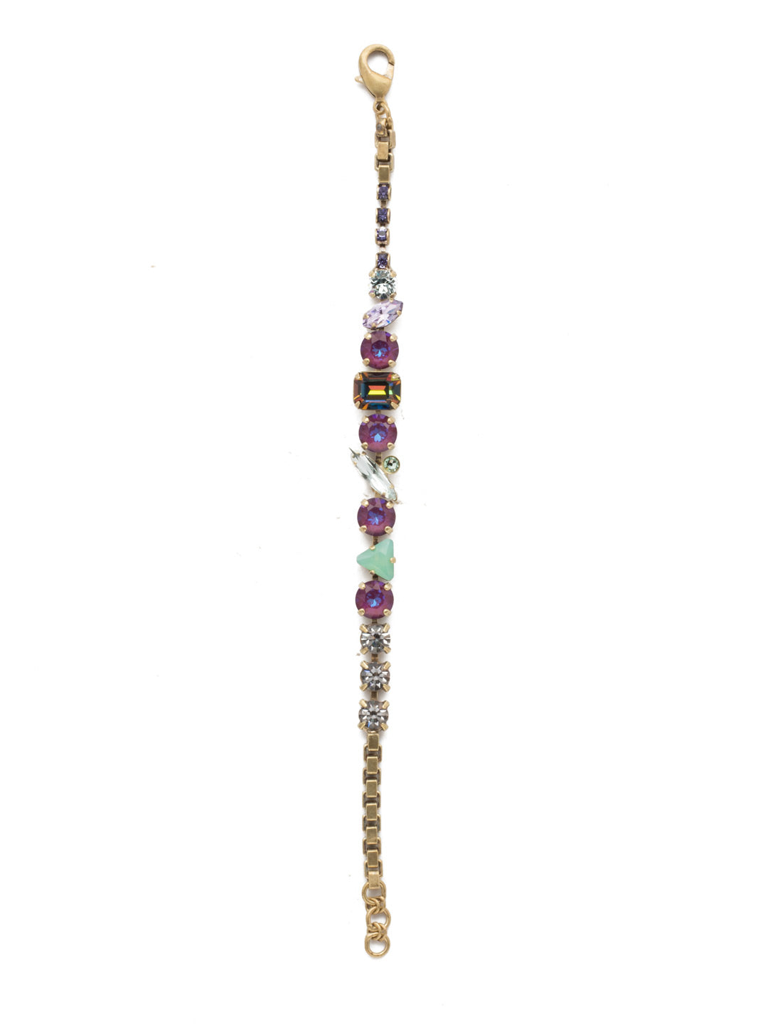 Louisa Tennis Bracelet - BEN16AGIRB - The Louisa Tennis Bracelet makes a fabulously sparkling statement with bright sparkling stones in all shapes and sizes. From Sorrelli's Iris Bloom collection in our Antique Gold-tone finish.