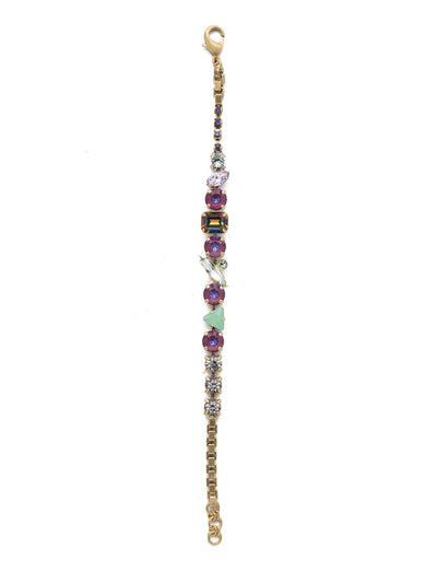 Louisa Tennis Bracelet - BEN16AGIRB - The Louisa Tennis Bracelet makes a fabulously sparkling statement with bright sparkling stones in all shapes and sizes. From Sorrelli's Iris Bloom collection in our Antique Gold-tone finish.