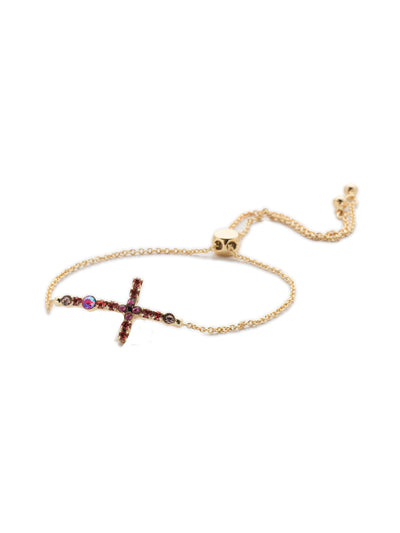 Giovanna Slider Bracelet - BEN1BGBGA - The Giovanna Slider Bracelet features the crystal-encrusted cross fans are looking to slip on. Just adjust to your wrist size and you're set. From Sorrelli's Begonia collection in our Bright Gold-tone finish.