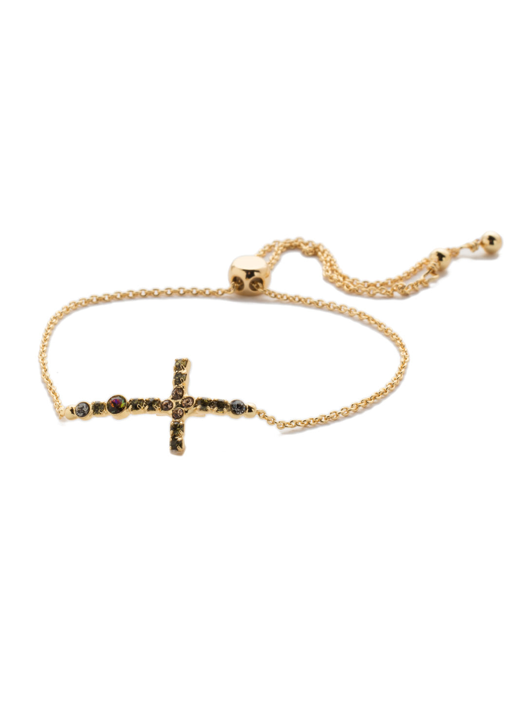 Giovanna Slider Bracelet - BEN1BGCSM - The Giovanna Slider Bracelet features the crystal-encrusted cross fans are looking to slip on. Just adjust to your wrist size and you're set. From Sorrelli's Cashmere collection in our Bright Gold-tone finish.