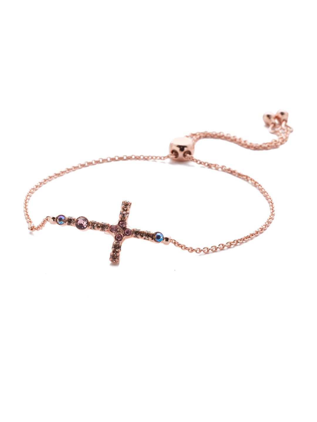 Giovanna Slider Bracelet - BEN1RGLVP - <p>The Giovanna Slider Bracelet features the crystal-encrusted cross fans are looking to slip on. Just adjust to your wrist size and you're set. From Sorrelli's Lavender Peach collection in our Rose Gold-tone finish.</p>