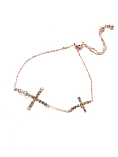 Adrienna Slider Bracelet - BEN2RGROG - <p>The Adrienna Slider bracelet is a must-have piece for the cross lover, showcasing two encrusted in sparking crystals and adjusting to any wrist size. From Sorrelli's Rose Garden  collection in our Rose Gold-tone finish.</p>