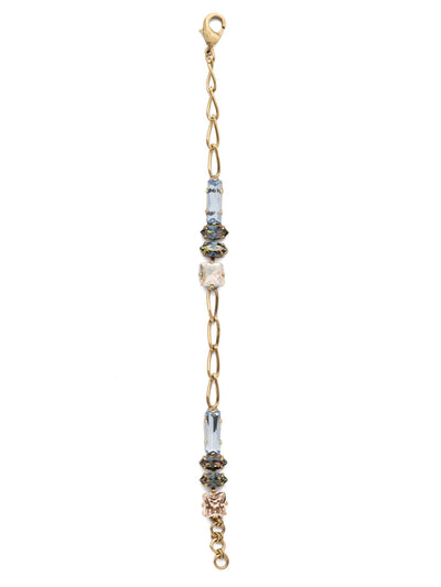 Abriana Tennis Bracelet - BEP17AGSDE - <p>For delicate edge, fasten on the Abriana Tennis Bracelet. Airy metal links give way to sparking navetette, baguette and square antique crystals. From Sorrelli's Selvedge Denim collection in our Antique Gold-tone finish.</p>