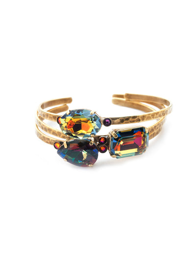 Leslie Cuff Bracelet - BEP18AGVO - <p>Make a statement with the Leslie Cuff Bracelet. Tonal sparkling crystal in pear, oval and cushion octagon shapes showcase a variety of shades on a shining three-tier metal band. From Sorrelli's Volcano collection in our Antique Gold-tone finish.</p>
