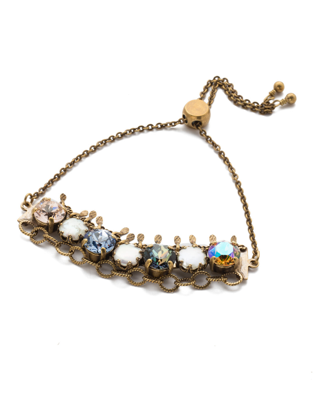 Oaklyn Slider Bracelet - BEP1AGSDE - <p>Fun metal detail, crystal sparklers, opaque stones, the Oaklyn Slider Bracelete offers it all. From Sorrelli's Selvedge Denim collection in our Antique Gold-tone finish.</p>