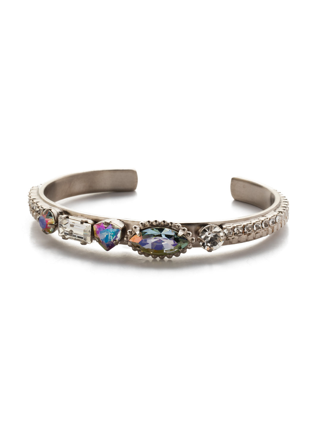 Ebony Cuff Bracelet - BEP43ASCRE - <p>If you're looking for a versatile piece, grab the Ebony Cuff Bracelet. The adjustable band can fit any wrist to show off sparkling crystals in a variety of shapes. It's great for everyday wear. From Sorrelli's Crystal Envy collection in our Antique Silver-tone finish.</p>
