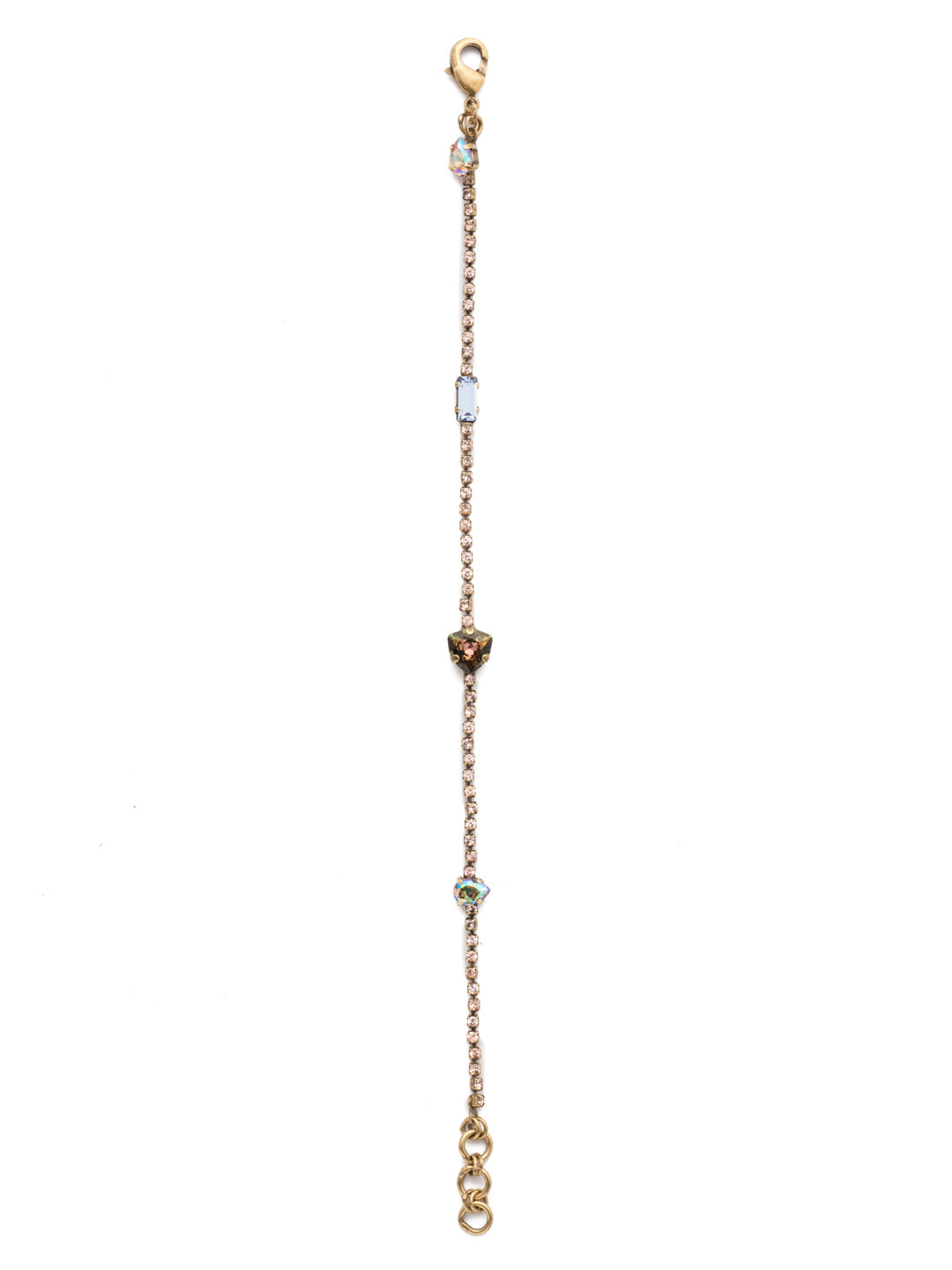 Ophelia Tennis Bracelet - BEP9AGSDE - <p>The Ophelia Tennis Bracelet is dainty and perfect for layering. Delicate round crystals are accented by a touch of larger pieces in navette, pear and bagette shapes and varying shades. From Sorrelli's Selvedge Denim collection in our Antique Gold-tone finish.</p>