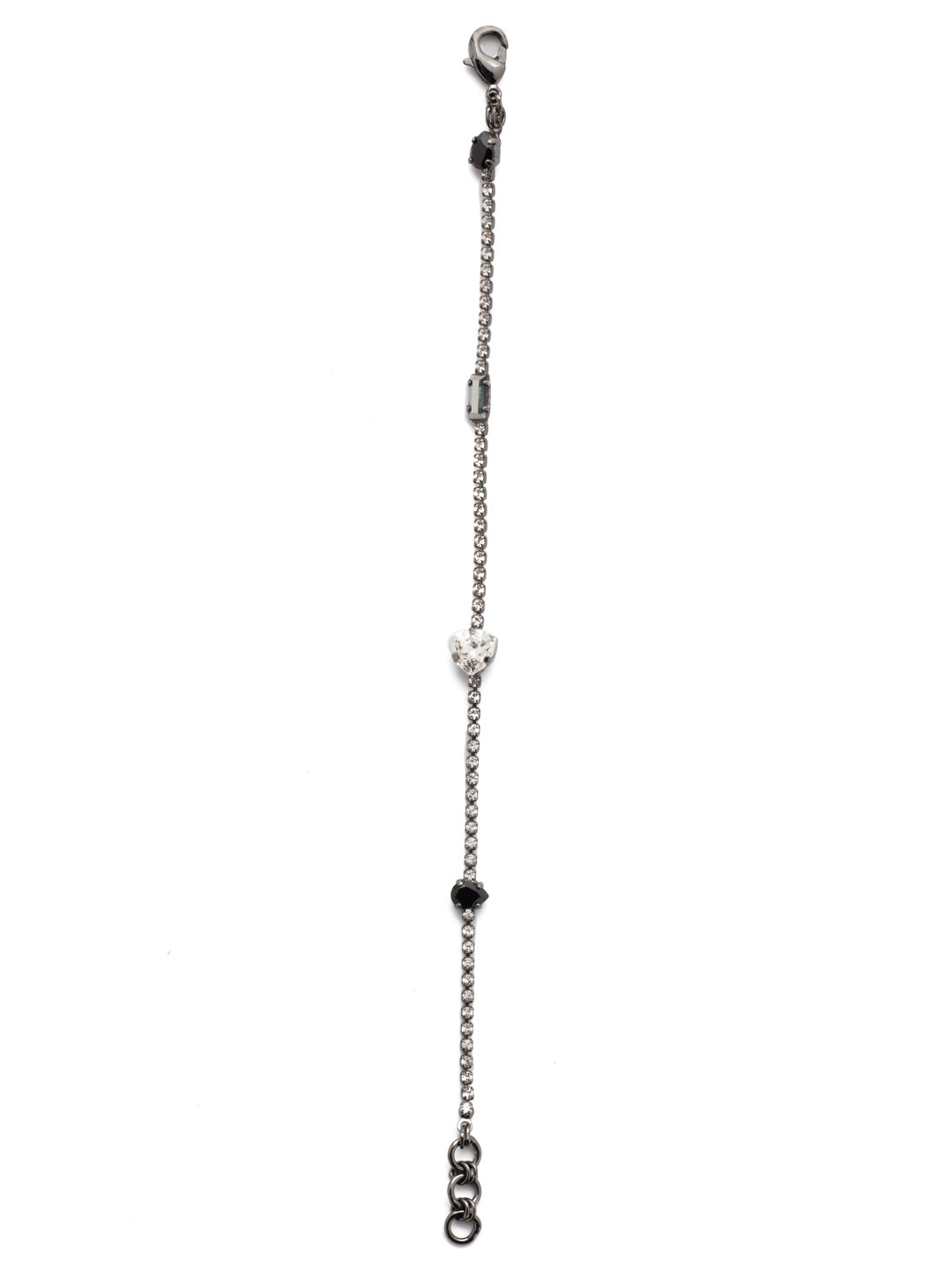 Ophelia Tennis Bracelet - BEP9GMMMO - <p>The Ophelia Tennis Bracelet is dainty and perfect for layering. Delicate round crystals are accented by a touch of larger pieces in navette, pear and bagette shapes and varying shades. From Sorrelli's Midnight Moon collection in our Gun Metal finish.</p>