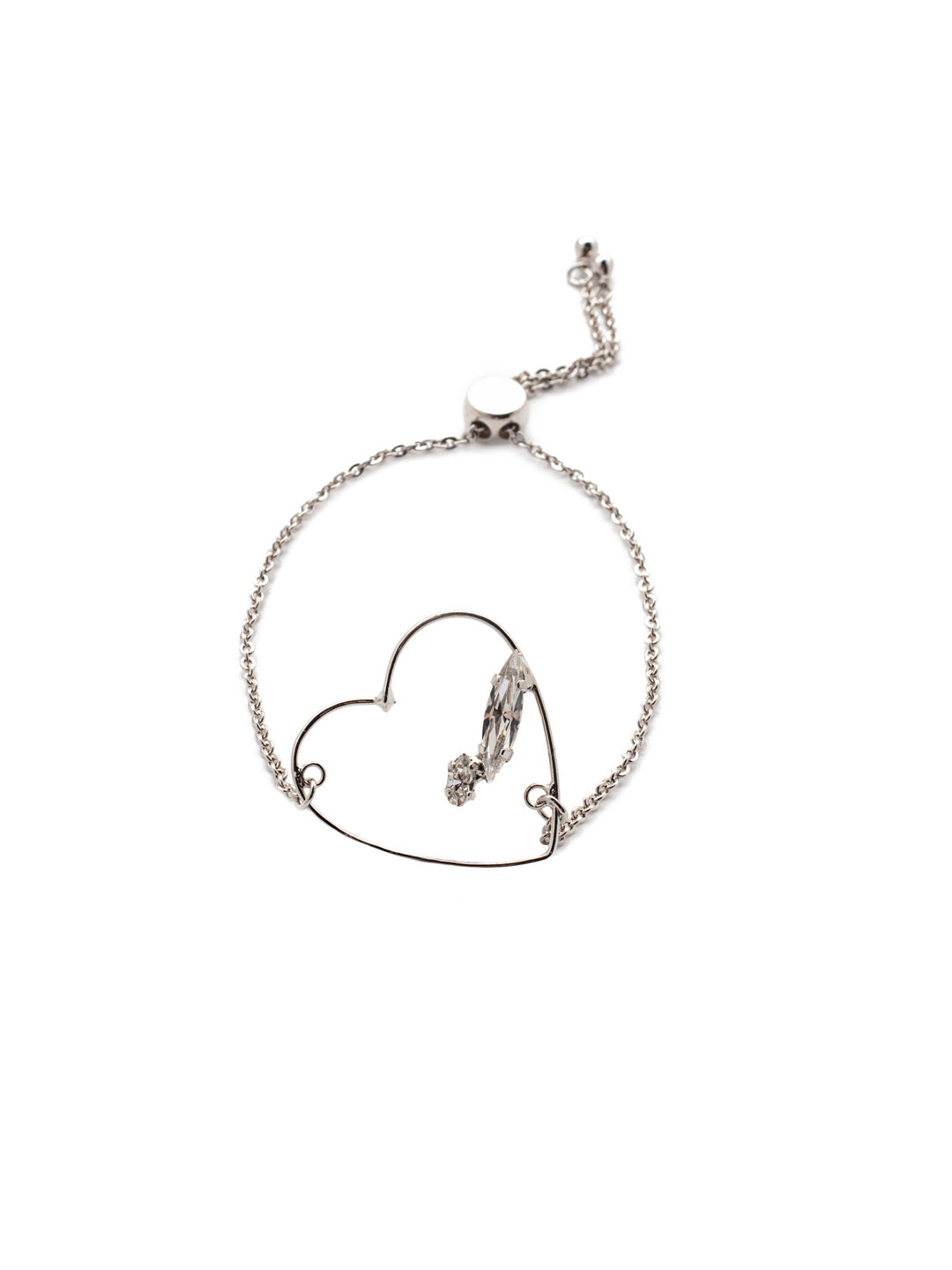 Love Slider Bracelet - BER1PDCRY - <p>Slip on the Love Slider Bracelet and look out. Everyone who loves love will want one of their own. The open-air metal heart shines bright with an affixed navette and oval sparkling crystal. From Sorrelli's Crystal collection in our Palladium finish.</p>