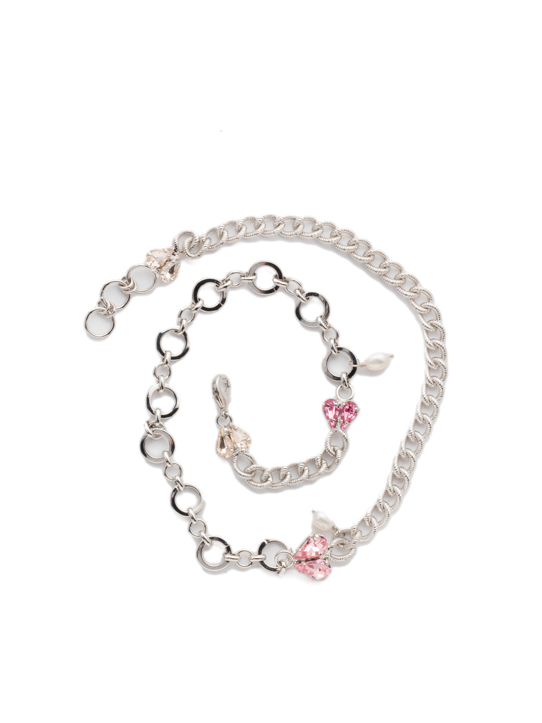 Laguna Wrap Bracelet - BER5RHPOM - <p>Loop on the Laguna Wrap Bracelet for an edgy metallic look softened by drips of freshwater pearl and pear-shaped shimmering crystals forming sweet heart shapes. From Sorrelli's Pink Ombre collection in our Palladium Silver-tone finish.</p>