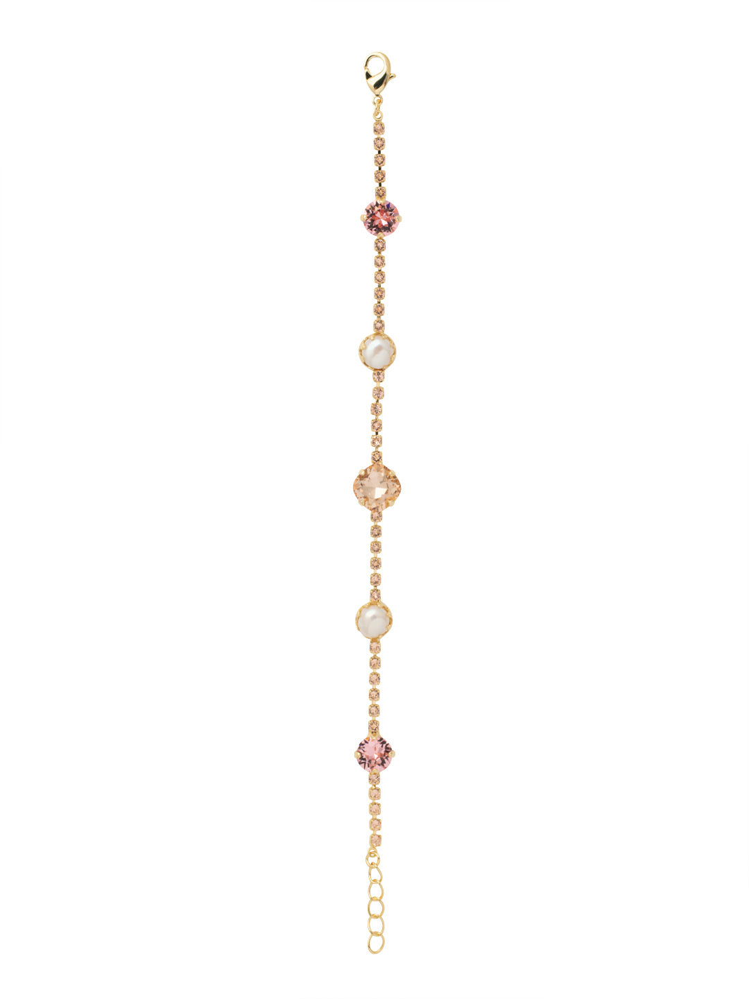 Caterina Tennis Bracelet - BES11BGFSK - <p>The Caterina Tennis Bracelet is a stylishly symmetrical piece, dotted with fashionable freshwater pearls and an iredescent crystal at its center. From Sorrelli's First Kiss collection in our Bright Gold-tone finish.</p>