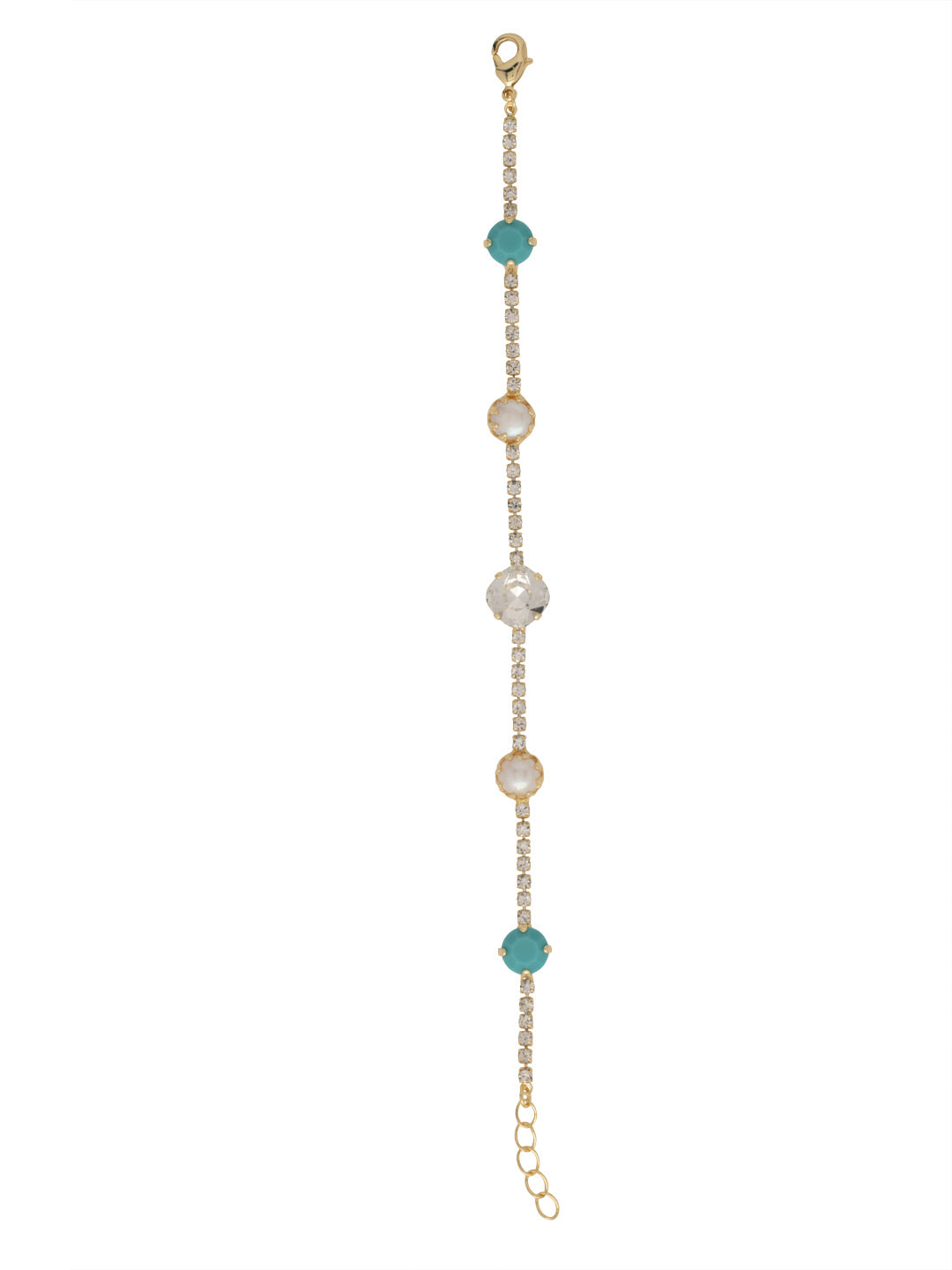 Caterina Tennis Bracelet - BES11BGSTO - <p>The Caterina Tennis Bracelet is a stylishly symmetrical piece, dotted with fashionable freshwater pearls and an iredescent crystal at its center. From Sorrelli's Santorini collection in our Bright Gold-tone finish.</p>