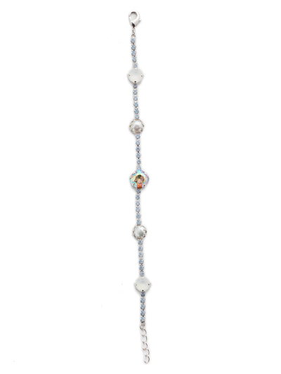 Caterina Tennis Bracelet - BES11RHNTB - <p>The Caterina Tennis Bracelet is a stylishly symmetrical piece, dotted with fashionable freshwater pearls and an iredescent crystal at its center. From Sorrelli's Nantucket Blue collection in our Palladium Silver-tone finish.</p>