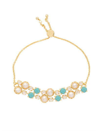 Arbor Slider Bracelet - BES120BGSTO - <p>The Arbor Slider Bracelet is boldly stylish with two stacked layers of assorted crystals and freshwater pearls. From Sorrelli's Santorini collection in our Bright Gold-tone finish.</p>