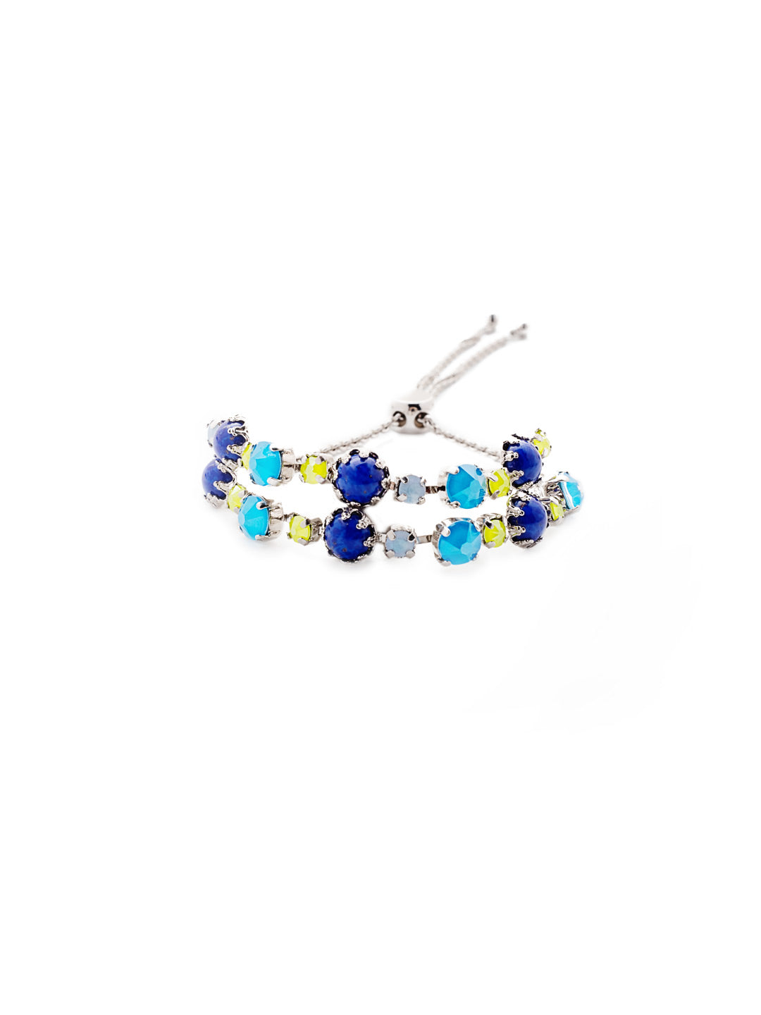 Arbor Slider Bracelet - BES120PDBPY - <p>The Arbor Slider Bracelet is boldly stylish with two stacked layers of assorted crystals and freshwater pearls. From Sorrelli's Blue Poppy collection in our Palladium finish.</p>