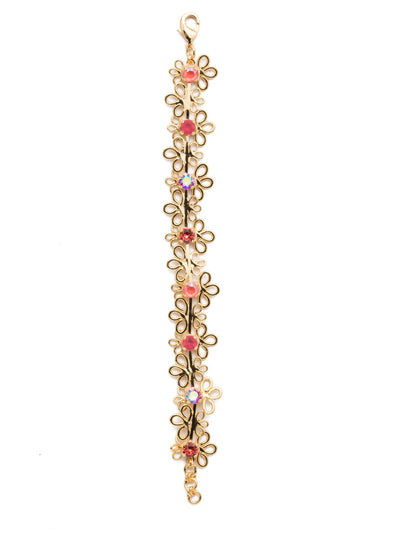 Prunella Tennis Bracelet - BES13BGBGA - Celebrate spring in the Prunella Tennis Bracelet. Hand-soldered metal is shaped into petal-perfect shapes accented with sparkling crystals. From Sorrelli's Begonia collection in our Bright Gold-tone finish.