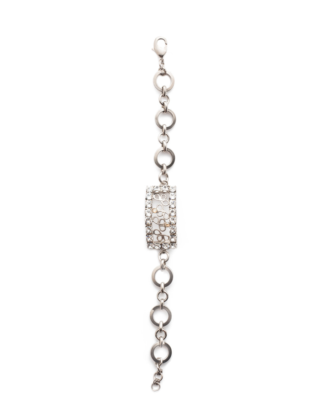 Ornella Tennis Bracelet - BES1ASGNS - Wear the Ornella Tennis Bracelet with everyday fashions to take them up a notch. The hand-soldered metal detail at its center is rimmed with sparkling crystals for a stand-out effect. From Sorrelli's Golden Shadow collection in our Antique Silver-tone finish.