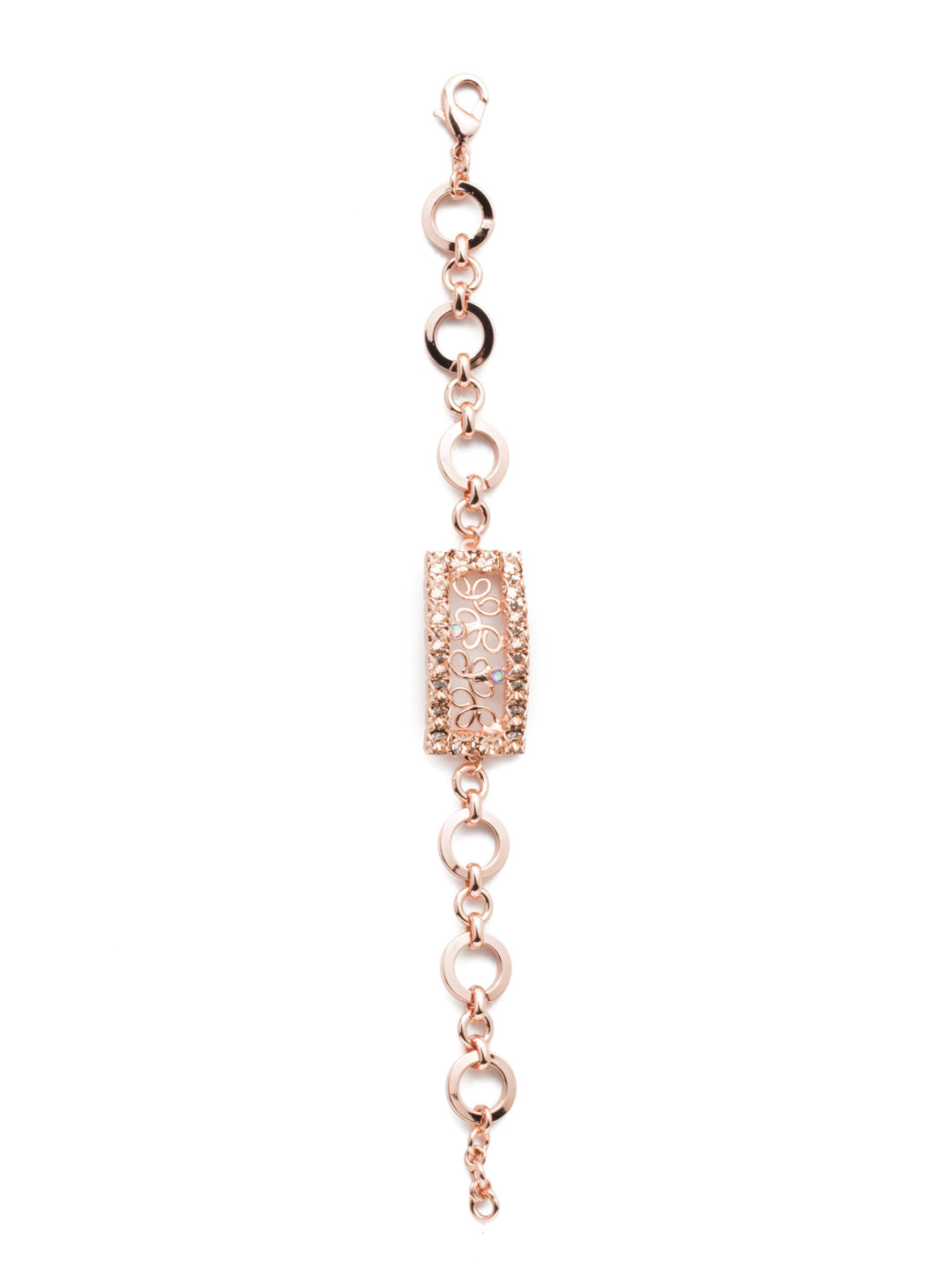 Ornella Tennis Bracelet - BES1RGLVP - <p>Wear the Ornella Tennis Bracelet with everyday fashions to take them up a notch. The hand-soldered metal detail at its center is rimmed with sparkling crystals for a stand-out effect. From Sorrelli's Lavender Peach collection in our Rose Gold-tone finish.</p>