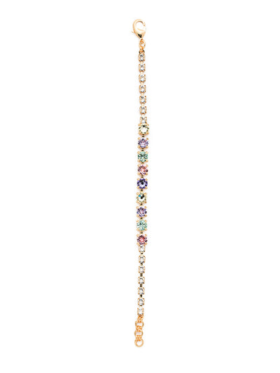 Shaughna Tennis Bracelet - BET38BGSPR - <p>The Shaughna Tennis Bracelet is a versatile piece that is sure to suit sparkle lovers. Its round crystal stones shine in an assortment of shades. It's just the piece to take your outfit up a notch. From Sorrelli's Spring Rain collection in our Bright Gold-tone finish.</p>