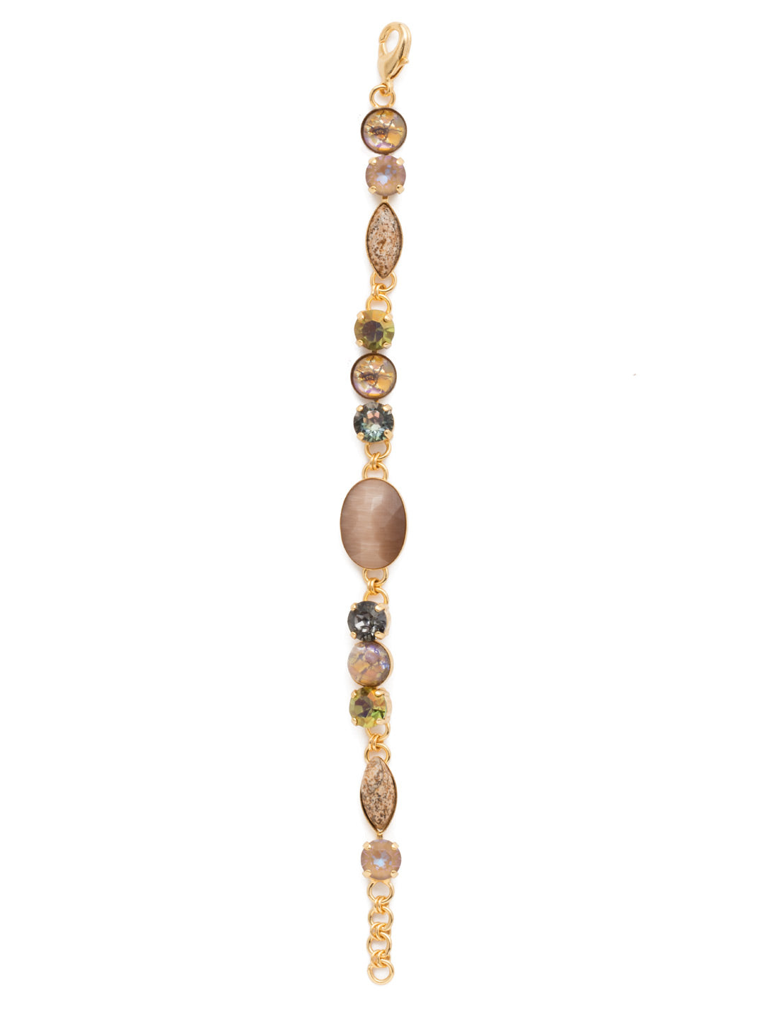 Astro Tennis Bracelet - BET4BGCSM - Our Astro Tennis Bracelet offers a healthy mix of stylish features with classic Sorrelli crystals in round and navette shapes, set off by a center stone with an earthy feel. From Sorrelli's Cashmere collection in our Bright Gold-tone finish.
