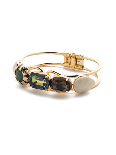 Bianca Cuff Bracelet - BET57BGCSM - <p>Our Bianca Cuff Bracelet makes a big statement with standout stones featuring earth tones and sparkle too, set on an airy double-linked metal band. From Sorrelli's Cashmere collection in our Bright Gold-tone finish.</p>