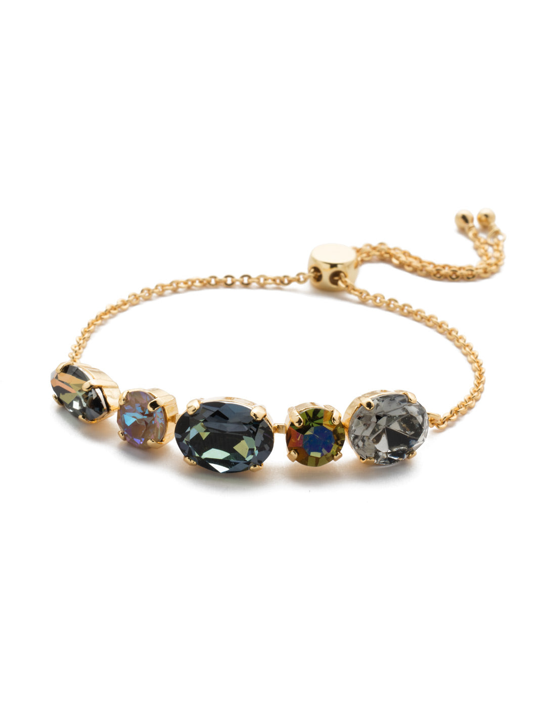 Martina Slider Bracelet - BET6BGCSM - The Martina Slider Bracelet gives sparkle fans a bit of everything they love in cushion emerald, round and navette crystals. Just adjust to your wrist size and go. From Sorrelli's Cashmere collection in our Bright Gold-tone finish.